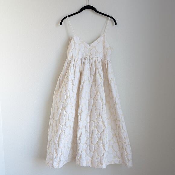 Samsoe Samsoe Warm White Grant Jacquard-Woven Sleeveless Midi Dress, size M - Picture 3 of 12